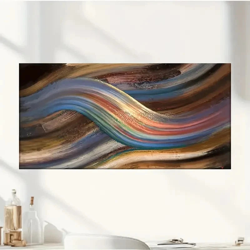 Modern Wavy Artwork Abstract Wall Art Canvas Office Home Room Framed 120x60cm