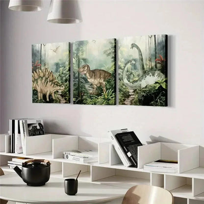 3pcs Dinosaur Wooden Framed Canvas Canvas Framed 50x70cm - High Quality Print 100% Australian Made Wall Canvas Ready to Hang - Bella Home Decor