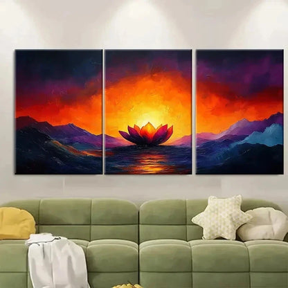 3pcs Flower Warm Oranges Purples VY  Wall Art Set Canvas Framed 50x70cm - High Quality Print 100% Australian Made Wall Canvas Ready to Hang - Bella Home Decor