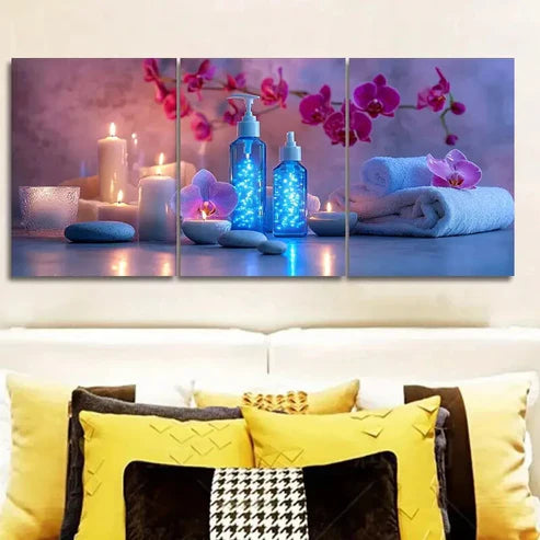 3pcs Spa candle Wall Art Set Canvas Unframed - High Quality Print 100% Australian Made Wall Canvas