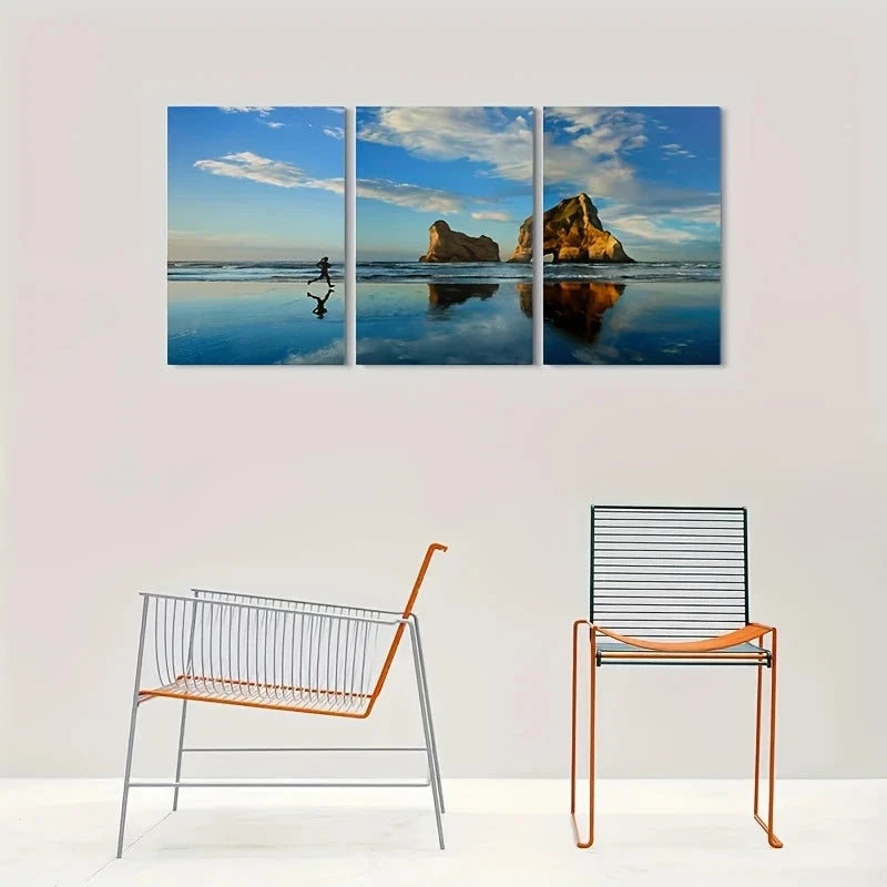 3pcs Beach Runner Sand Coastal Metal Print Ready to Hang Art - Bella Home Decor