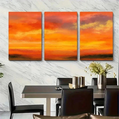 3pcs Orange Red Yellow Gradient Lands Perfect Wall Art Set Canvas Framed 50x70cm - High Quality Print 100% Australian Made Wall Canvas Ready to Hang