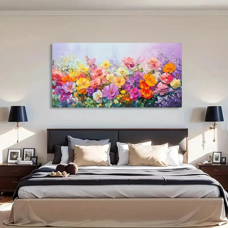 Vibrant Colorful Petals Purple Wall Art Canvas Office Home Room Framed 120x60cm - Bella Home Decor