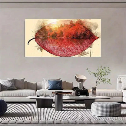 Maple Leaf Grove Vintage Wall Art Canvas Office Home Room Framed 120x60cm - Bella Home Decor