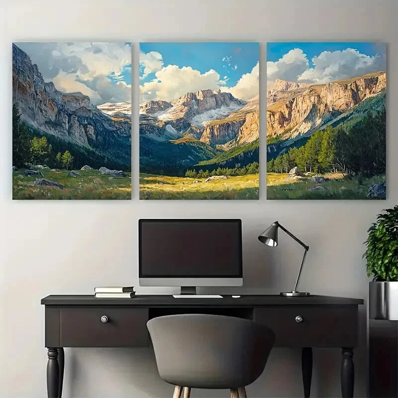 3pcs Ordesa Y Monte Perdido National Park Travel Metal Print Ready to Hang Art - Bella Home Decor