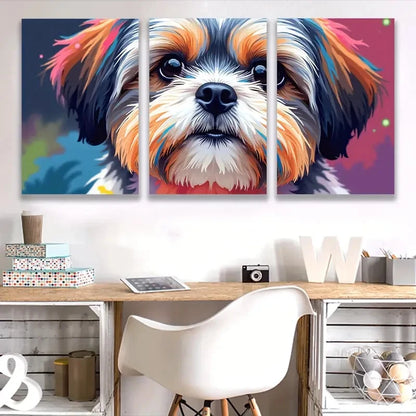 3pcs Vibrant Shih Tzu Colorful Dog I  Wall Art Set Canvas Framed 40x60cm - High Quality Print 100% Australian Made Wall Canvas Ready to Hang