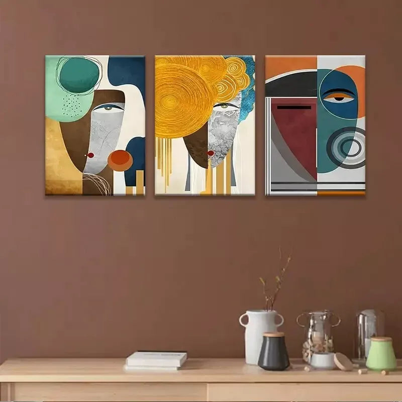 3pcs Modern Abstract Geometric Canvas Framed 40x60cm - High Quality Print 100% Australian Made Wall Canvas Ready to Hang - Bella Home Decor