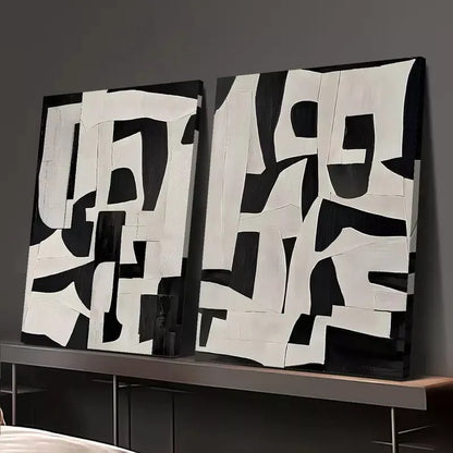 2pcs Decorative Painting, Modern Minimalism Black And Grey Canvas Framed 50x75cm - High Quality Print 100% Australian Made Wall Canvas Ready to Hang - Bella Home Decor