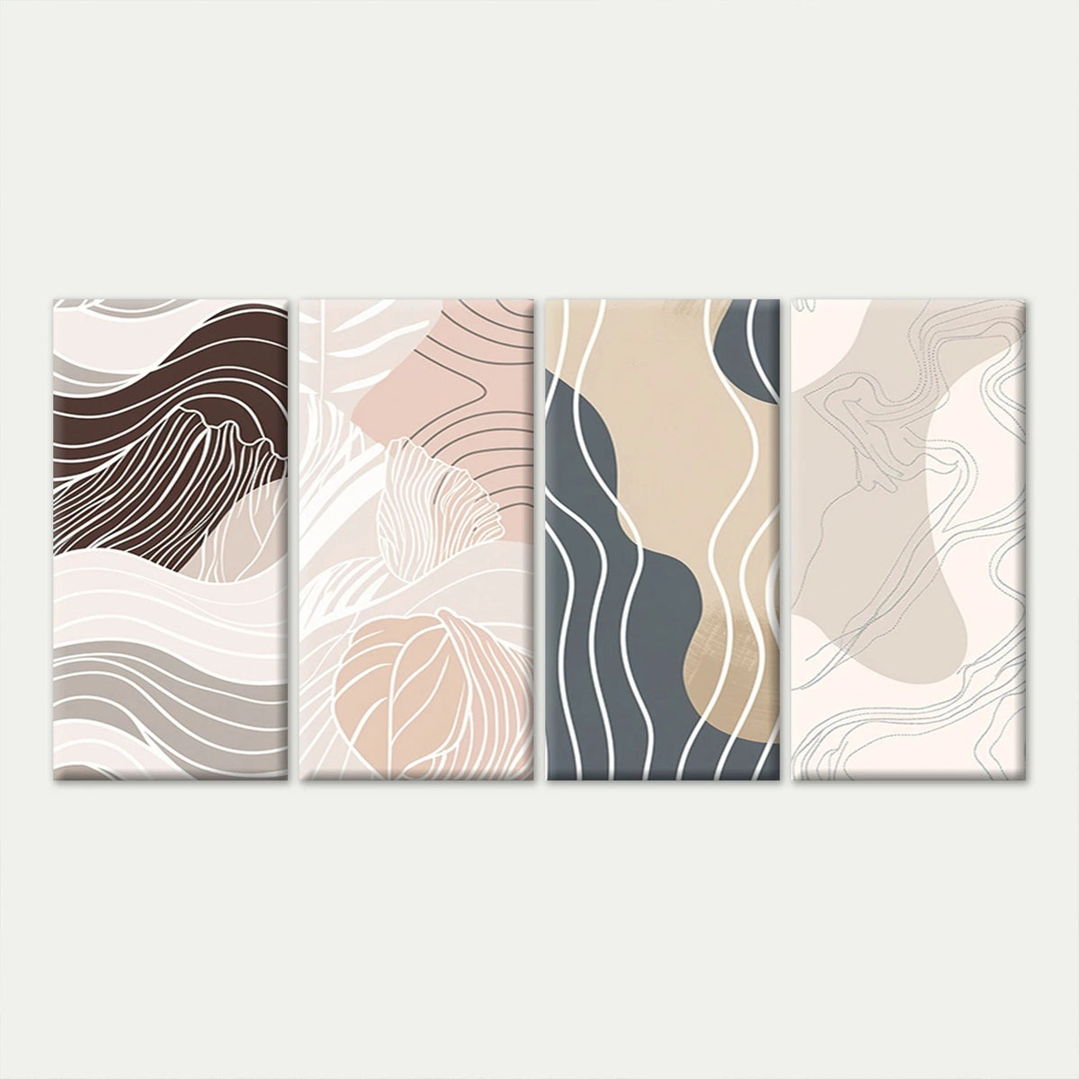 4pcs Neutral Multi Panel Abstract Wall Art Canvas Framed 45x80cm - High Quality Print 100% Australian Made Wall Canvas Ready to Hang