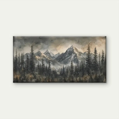 Mountains Trees Snow Perfect Wall Art Canvas Office Home Room Framed 120x60cm
