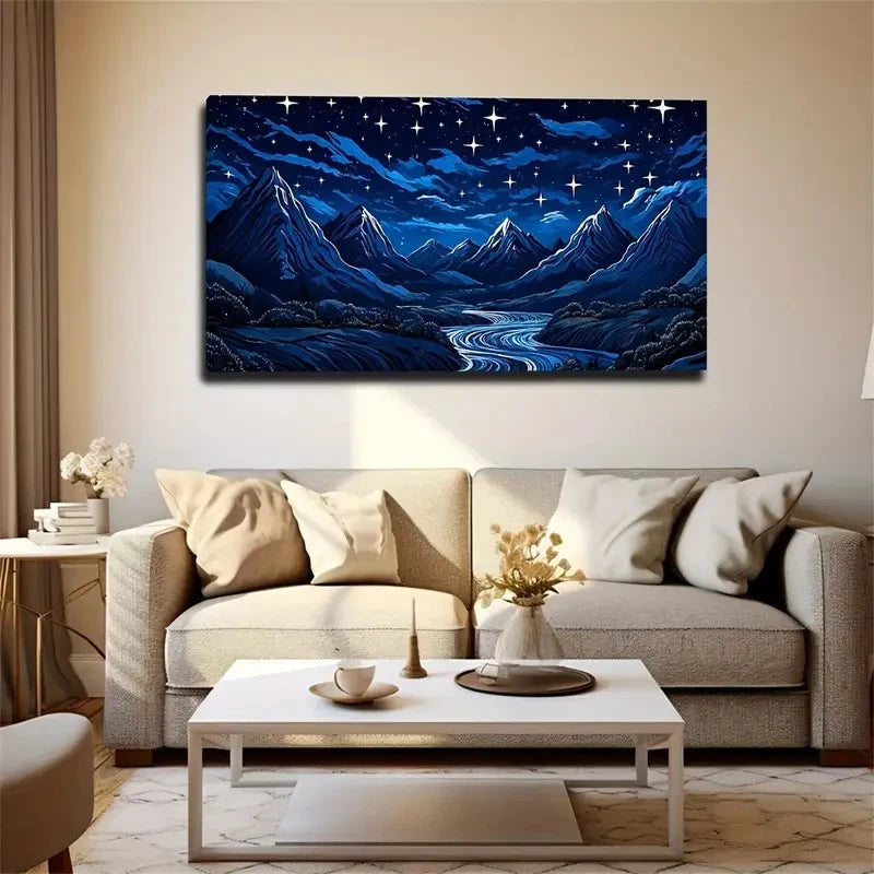 Mountains And River Wall Art Canvas Office Home Room Framed 120x60cm