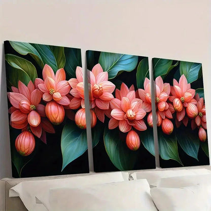3pcs Vibrant Pink Medinilla Floral N  Wall Art Set Canvas Framed 60x90cm - High Quality Print 100% Australian Made Wall Canvas Ready to Hang - Bella Home Decor