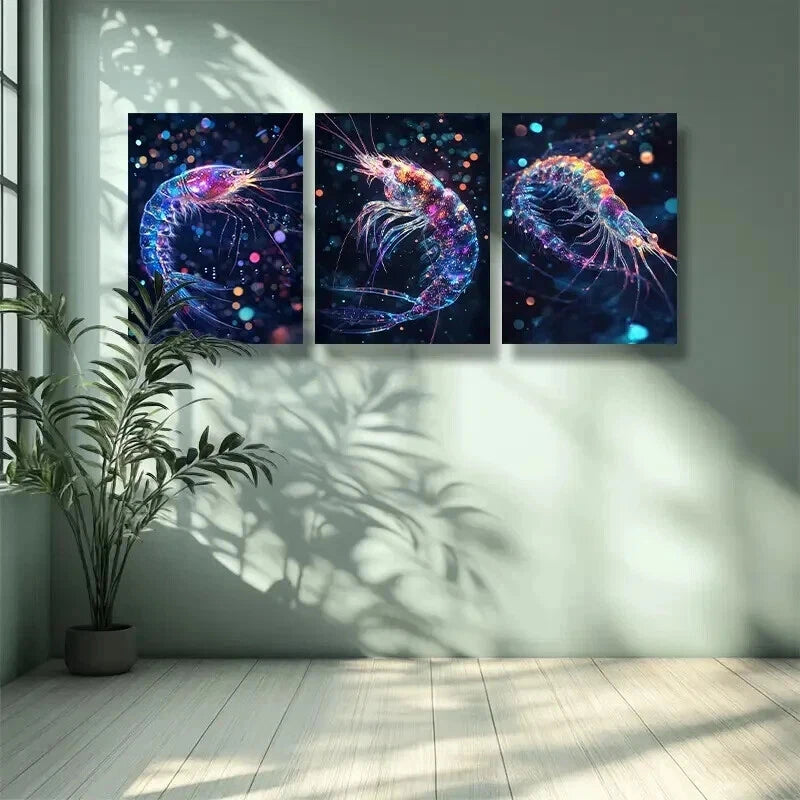 3pcs Shrimp, dream Wall Art Set Canvas Framed 50x70cm - High Quality Print 100% Australian Made Wall Canvas Ready to Hang