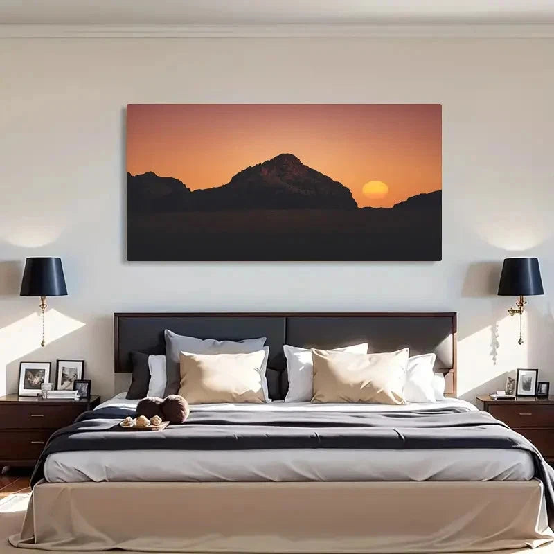 Rocky Mountains & Warm Gradient Wall Art Canvas Office Home Room Framed 120x60cm