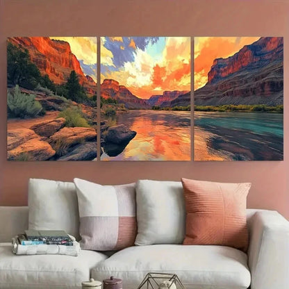 3pcs Grand Enchantment Trail Travel Grand Canyon Metal Print Ready to Hang Art - Bella Home Decor
