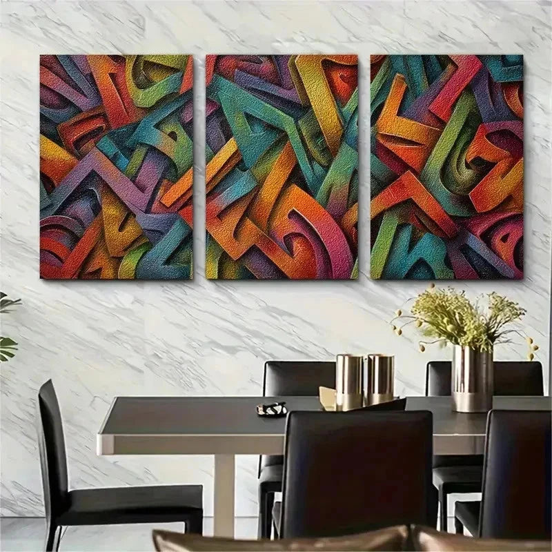 3pcs Street Graffiti Abstract Design Perfect Wall Art Set Canvas Framed 50x70cm - High Quality Print 100% Australian Made Wall Canvas Ready to Hang
