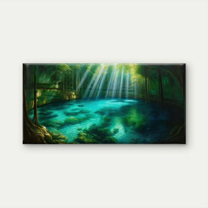 Forest Tropical Lagoon Wall Art Canvas Office Home Room Framed 120x60cm