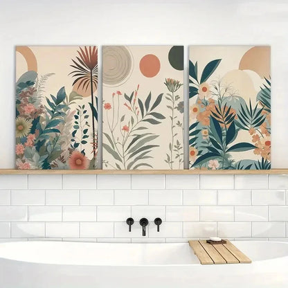 3pcs Marllifenney Wood Orange Plants Paintings Metal Print Ready to Hang Art - Bella Home Decor