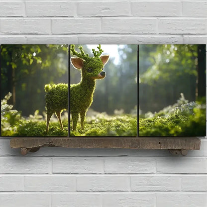 3pcs Deer in The Forest Green Nature Metal Print Ready to Hang Art - Bella Home Decor