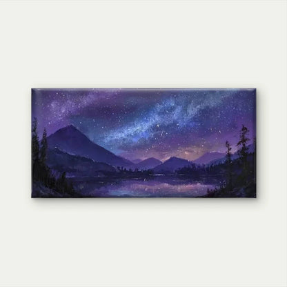 Night Sky with Lake & SilhouetteWall Art Canvas Office Home Room Framed 120x60cm