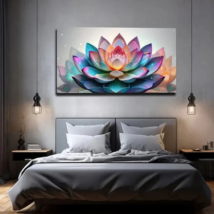 Vibrant Lotus Flower Wall Art Canvas Office Home Room Framed 120x60cm