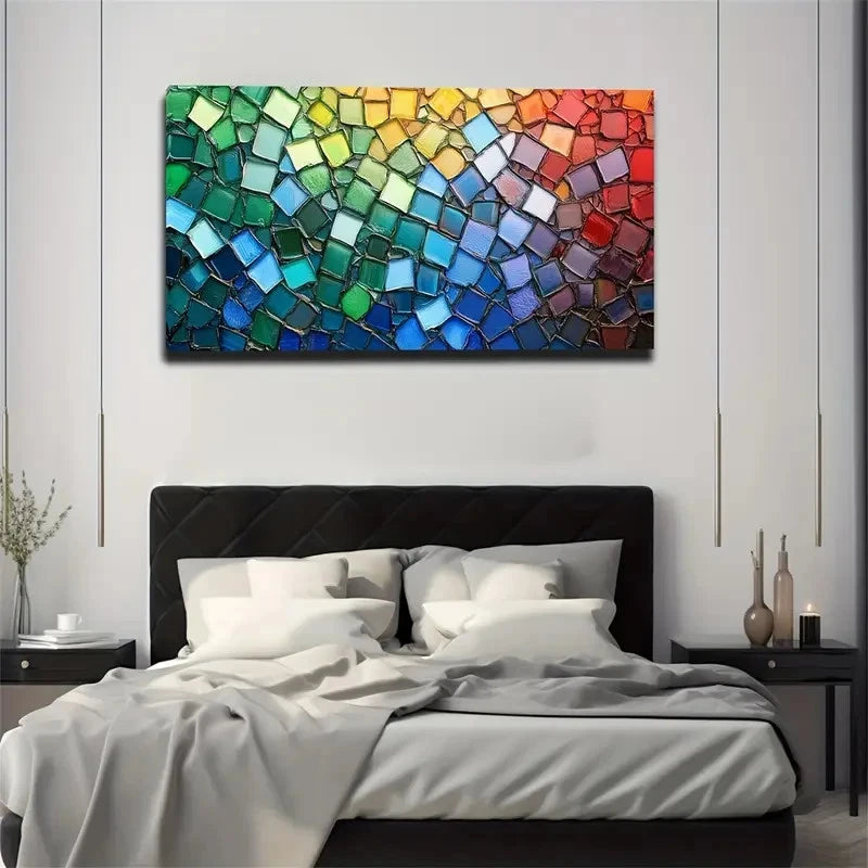 Colorful Small Glass Blocks Wall Art Canvas Office Home Room Framed 120x60cm