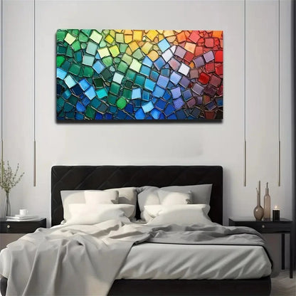 Colorful Small Glass Blocks Wall Art Canvas Office Home Room Framed 120x60cm