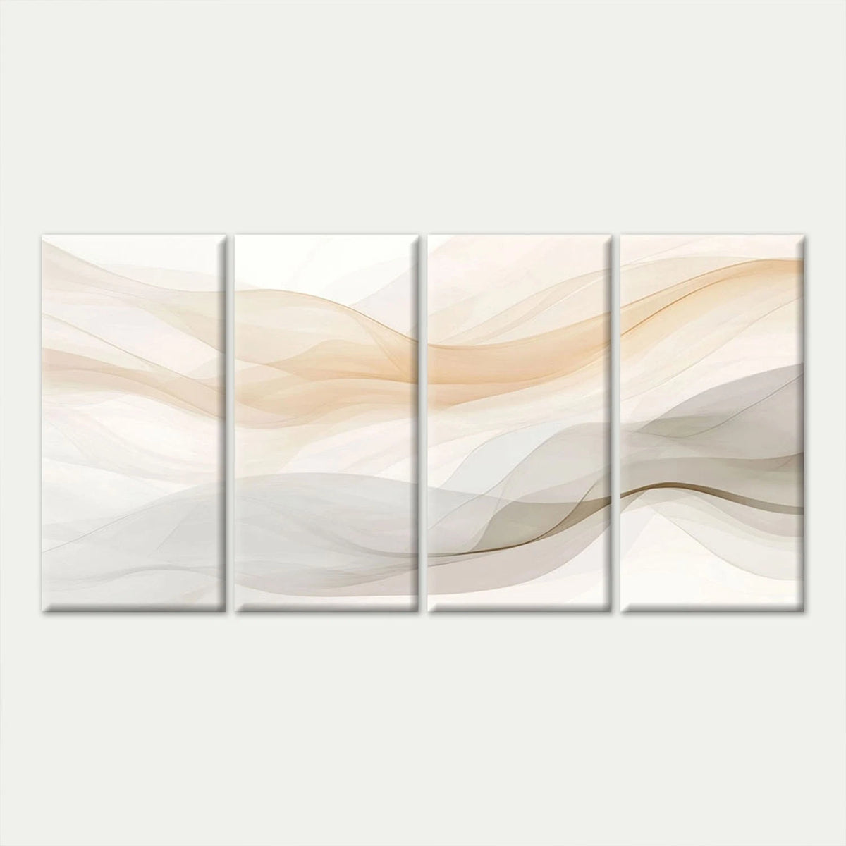 4pcs Neutral Beige Wavy Abstract Lines Wall Art Set Canvas Framed 45x80cm - High Quality Print 100% Australian Made Wall Canvas Ready to Hang