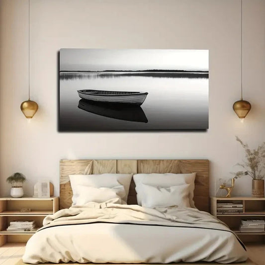 Black and White Minimalist Wall Art canvas office home room framed 120x60cm