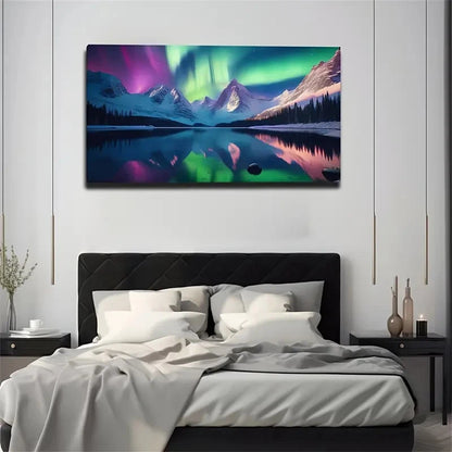 Stunning Northern Lights Wall Art Canvas Office Home Room Framed 120x60cm