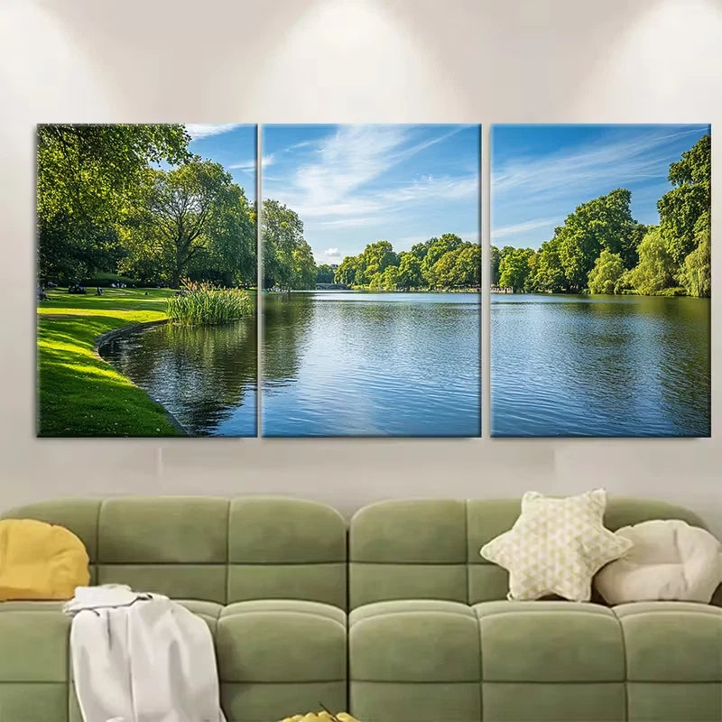 3pcs Serene Views of Regents Park London Metal Print Ready to Hang Art