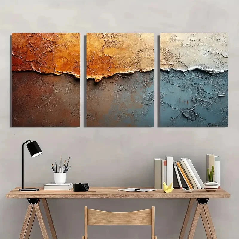 3pcs Brown and White Abstract Texture Acrylic Metal Print Ready to Hang Art - Bella Home Decor