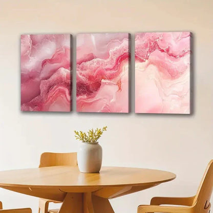 3pcs Pink Marble Texture Wall Art Canvas Unframed - High Quality Print 100% Australian Made Wall Canvas