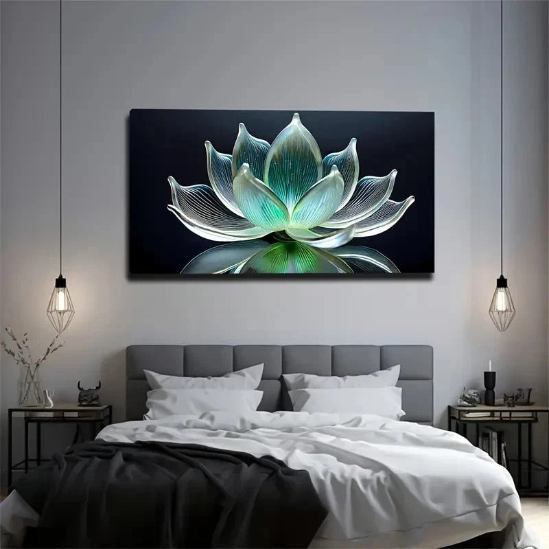 Transparent For Lotus Wall Art Canvas Office Home Room Framed 120x60cm