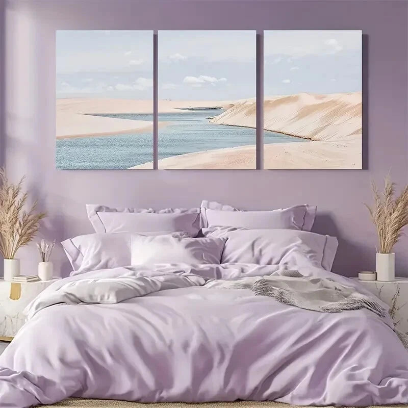 3pcs Coastal Landscape Vibrant Beach & Ocean Scene Metal Print Ready to Hang Art - Bella Home Decor
