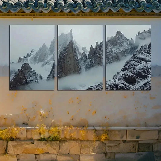 3pcs Rocky Mountains Winter Scene Metal Print Ready to Hang Art