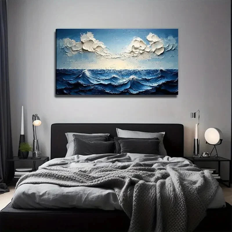 Abstract Ocean Suitable Wall Art Canvas Office Home Room Framed 120x60cm