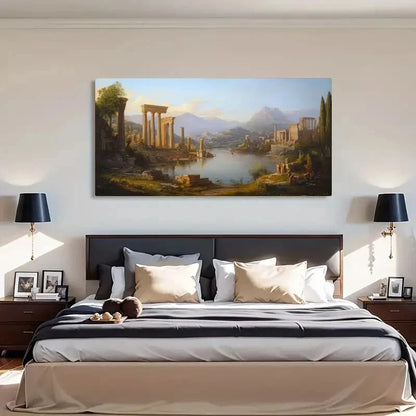 Classical Architectural Ruins Wall Art Canvas Office Home Room Framed 120x60cm - Bella Home Decor