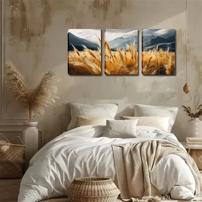 3pcs Exquisite Design, Grass Below The Hill Wall Art Set Wall Art Canvas Unframed - High Quality Print 100% Australian Made Wall Canvas