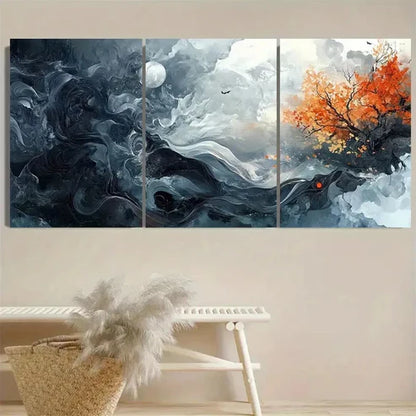 3pcs Moon Dark Scenery Wall Art Set Canvas Unframed - High Quality Print 100% Australian Made Wall Canvas - Bella Home Decor