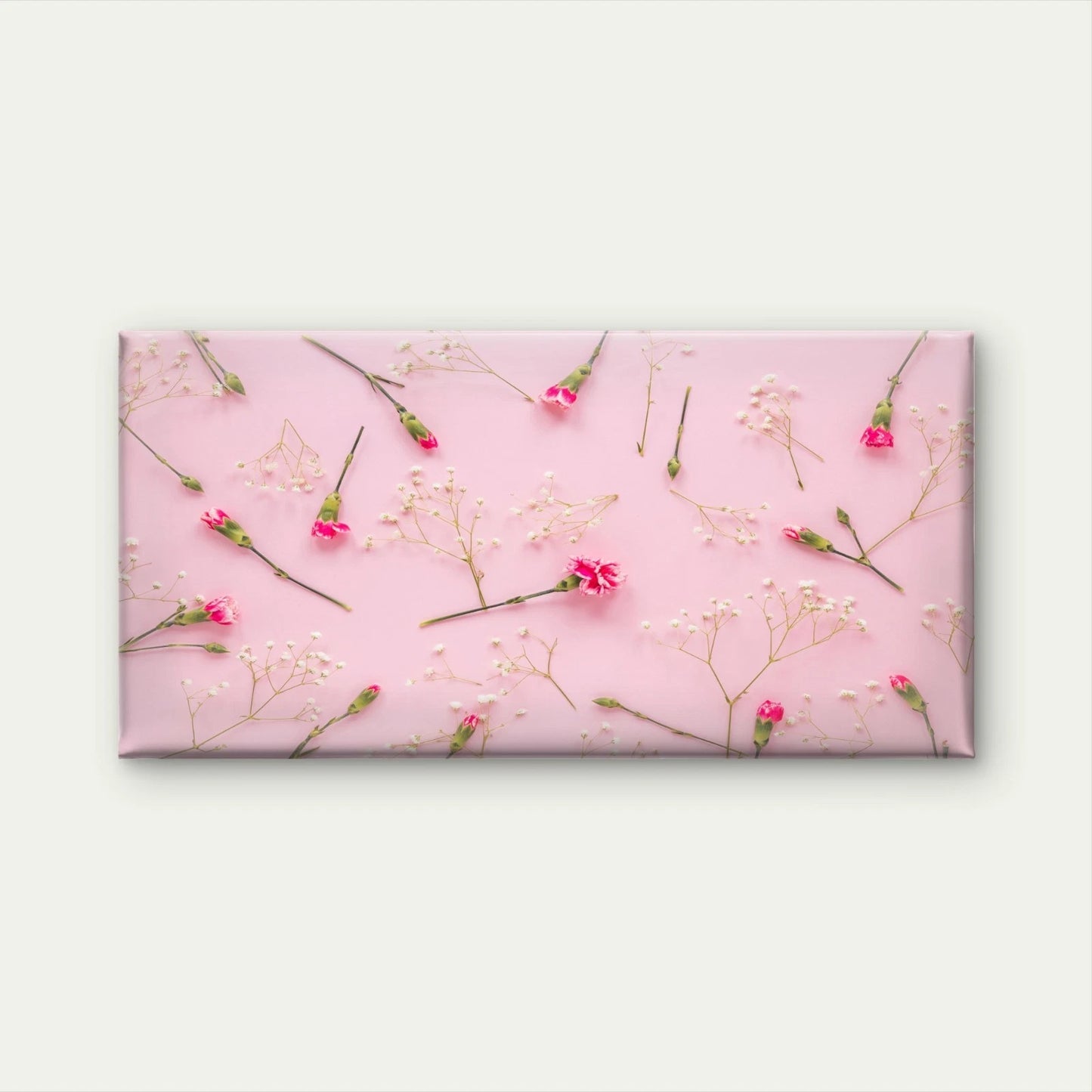 Pink Flowers With Plant Branche Wall Art Canvas Office Home Room Framed 120x60cm