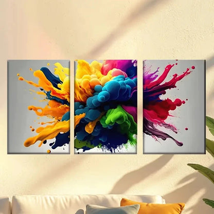 3pcs laptop with colorful paint on it Wall Art Set Canvas Framed 60x90cm - High Quality Print 100% Australian Made Wall Canvas Ready to Hang