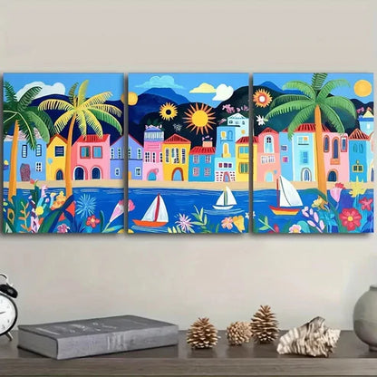 3pcs Coastal city of Rio de Janeiro, Brazil Wall Art Set Canvas Unframed - High Quality Print 100% Australian Made Wall Canvas - Bella Home Decor