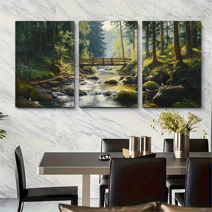3pcs Black Forest in Spring Metal Print Ready to Hang Art - Bella Home Decor