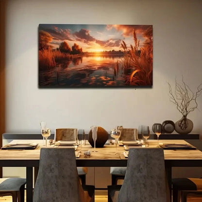 View Charming Outdoor Sunset Wall Art Canvas Office Home Room Framed 120x60cm