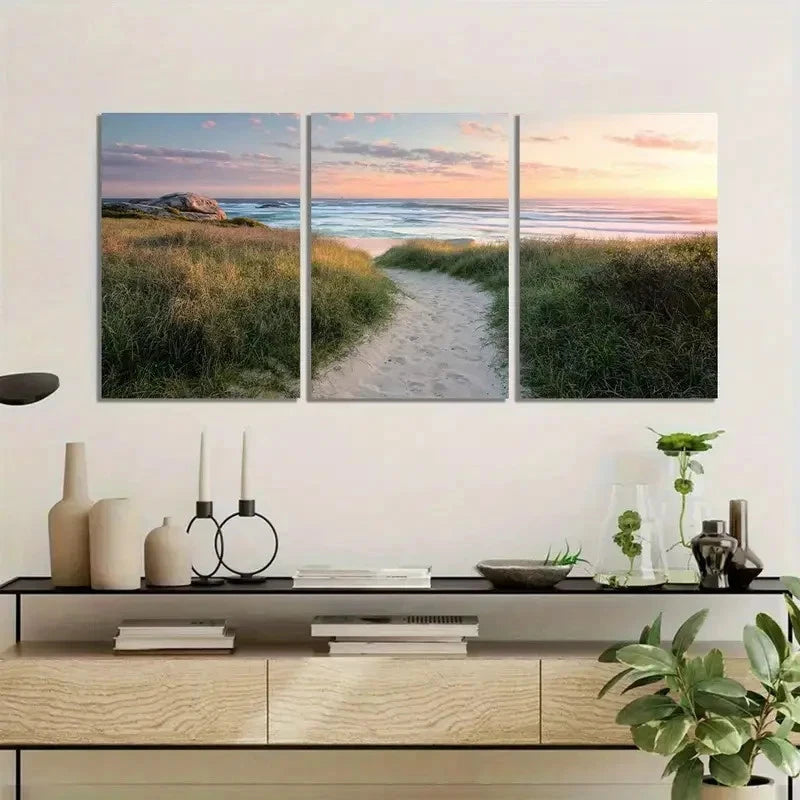 3pcs Array of Beautiful Flowers in Various Colors Metal Print Ready to Hang Art - Bella Home Decor