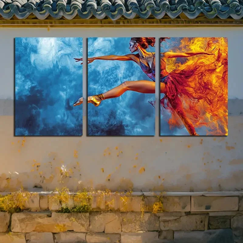 3pcs Vibrant Charming Dancing Girl Modern Design Metal Print Ready to Hang Art - Bella Home Decor