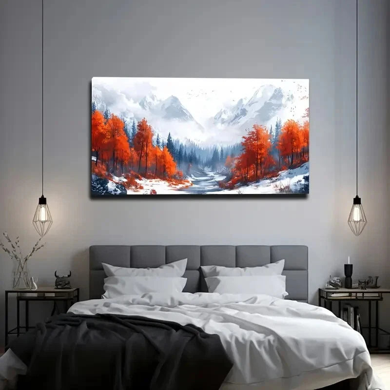 Majestic Snow-Covered Mountains Wall Art Canvas Office Home Room Framed 120x60cm - Bella Home Decor