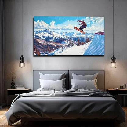 Extreme Sports Skiing Creative Wall Art Canvas Office Home Room Framed 120x60cm