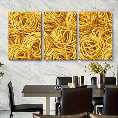 3pcs Spaghetti Art Pasta Is My Love Perfect Wall Art Set Canvas Framed 50x70cm - High Quality Print 100% Australian Made Wall Canvas Ready to Hang